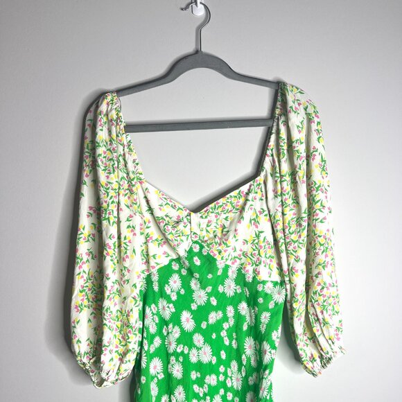 RIXO for Target Daisy Floral Long Sleeve Sheath Midi Dress Girly Romantic Sz 16 - Picture 3 of 6